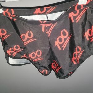 Women’s Black Athletic Shorts with Red Print